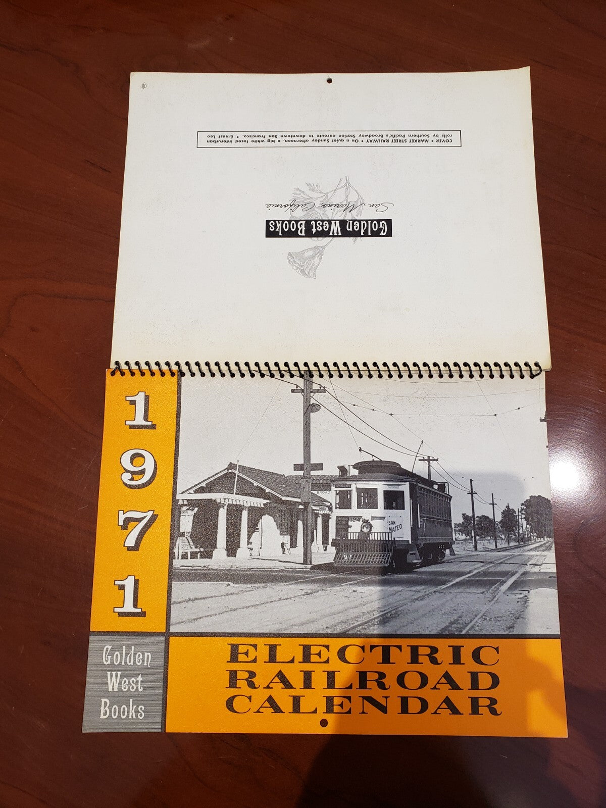 7 Vintage Electric Railroad Calendars, Golden West Books 1971, 1972, 1977, 1978