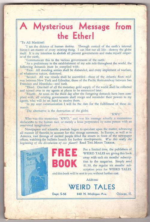 Weird Tales Mar 1935 Brundage Cvr; RE Howard- Conan; Moore - Pulp