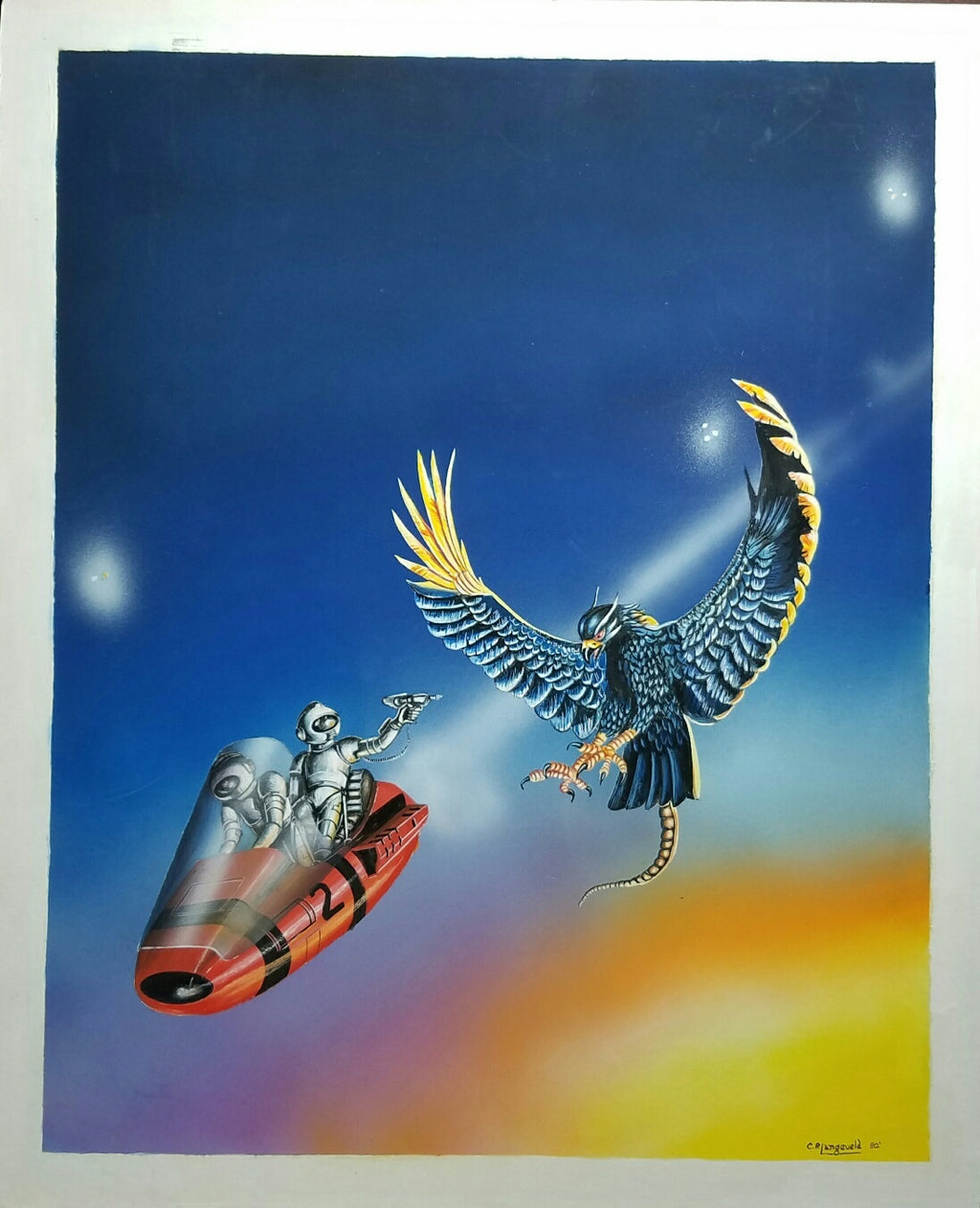 Colin P. Langeveld Original Art - When the Sky Lords Meet 14â€ x 11 1/2â€