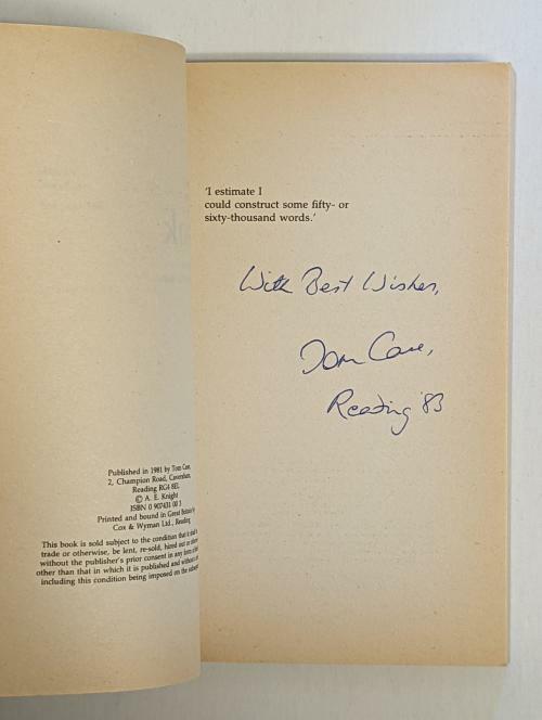 Cook by Tom Case First Edition Signed