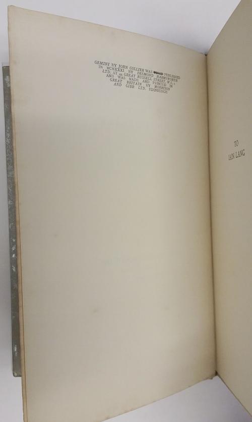 Gemini: Poems by John Collier (Private Press) Erle Korshak's Copy