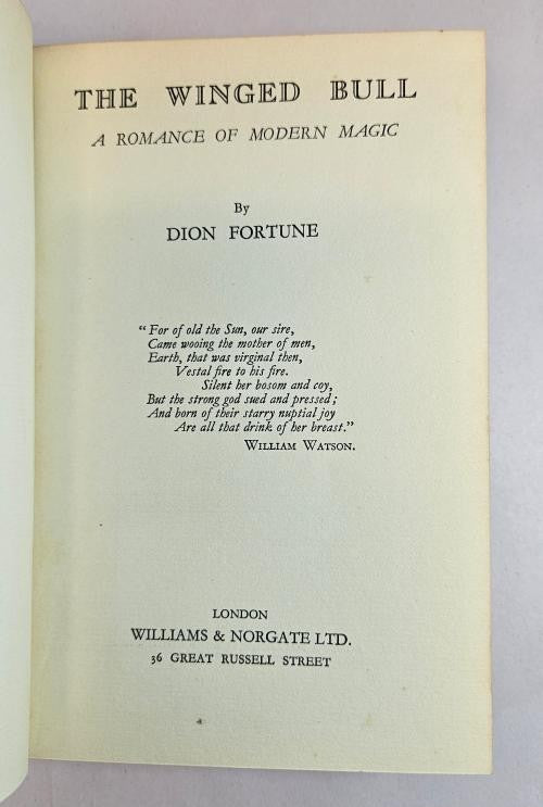 The Winged Bull by Dion Fortune (First Edition)