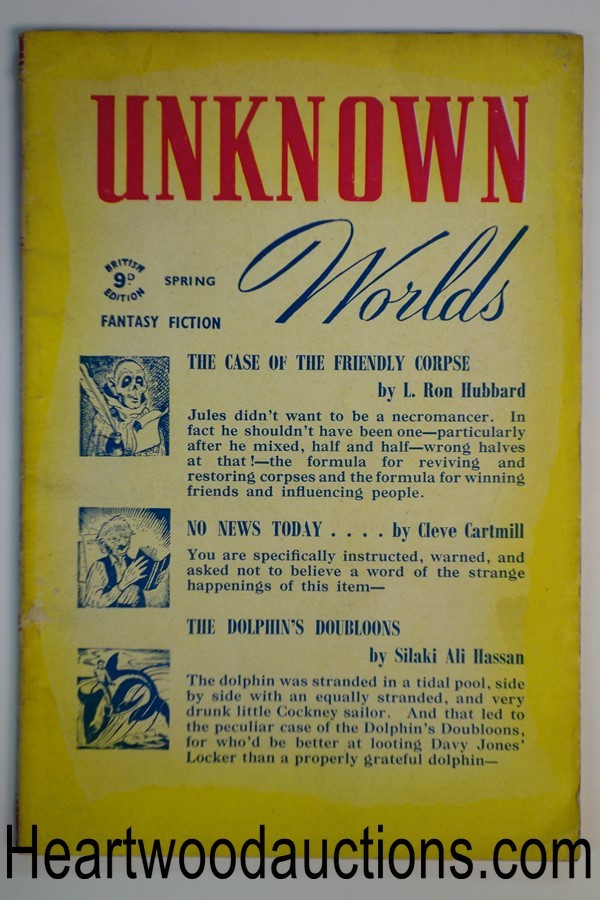 Unknown Worlds (British) Spring 1947 L. Ron Hubbard, Edd Cartier Art