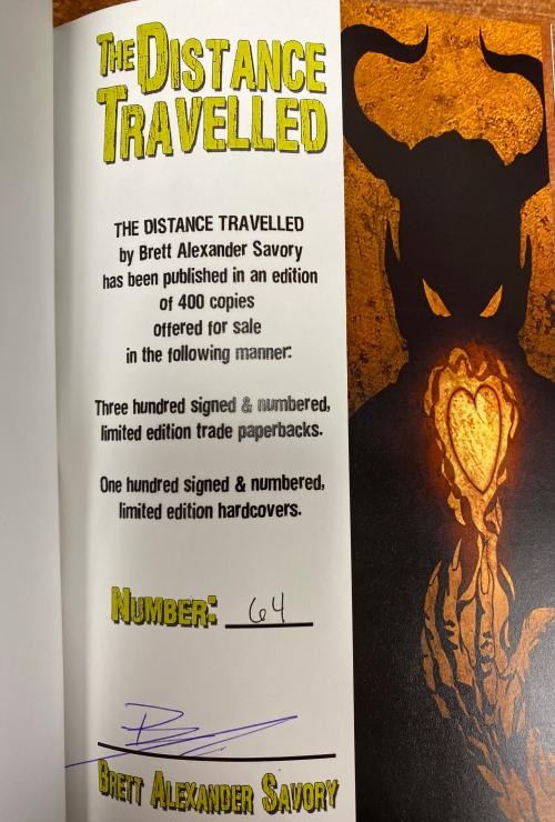 The Distance Travelled by Brett Alexander Savory (First Edition, Limited) Signed