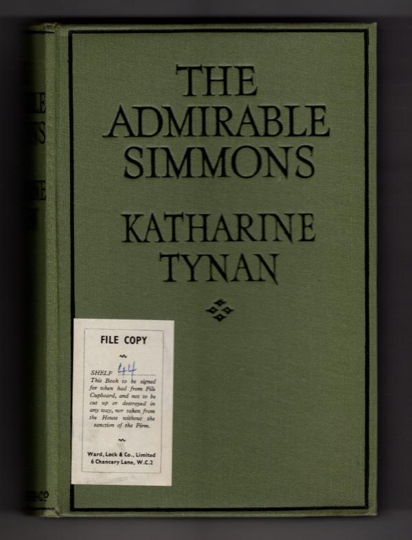 The Admirable Simmons by Katharine Tynan (First Edition) File Copy w/DJ