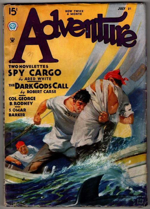 Adventure Jul 1 1935 Ray Dean shark Cvr; Sky Cargo by Ared White
