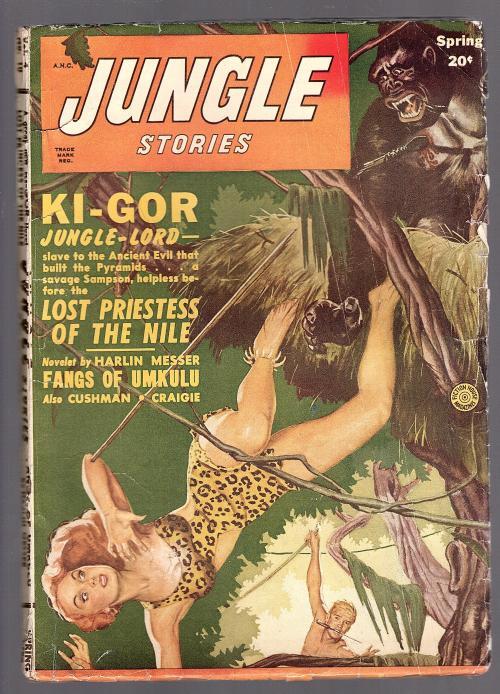 Jungle Stories Spring 1950 George Gross Ape Attack Cvr - Pulp