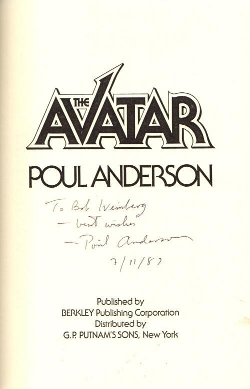 The Avatar by Poul Anderson (First Edition) Signed
