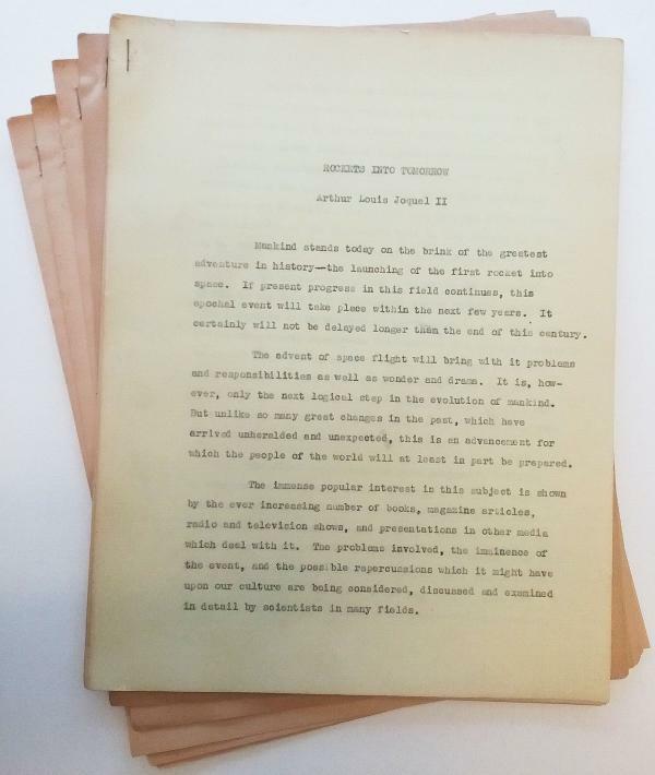Five Historical Speculative Essays (Carbon Typed MS) by Arthur Louis Joquel II