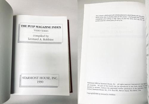 The Pulp Magazine Index: 1- 3 Series (1989 -1990) 5 Vols by Leonard A. Robbins