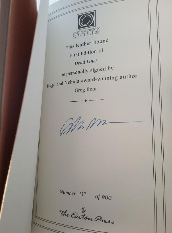 Dead Lines by Greg Bear (Easton Press) Signed First Edition