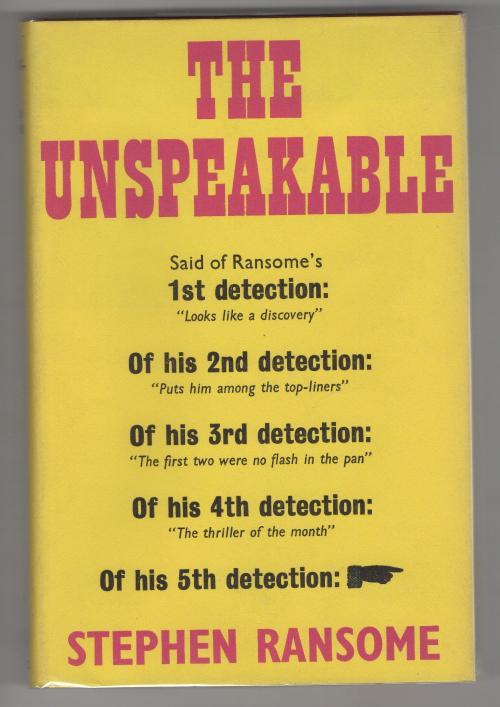 The Unspeakable by Stephen Ransome (First UK Edition) Gollancz File Copy