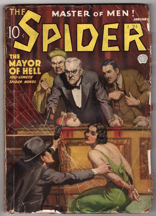 The Spider Jan 1936 John Newton Howitt GGA Bondage Cvr - Pulp