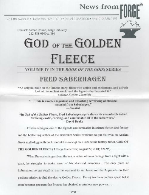 God of the Golden Fleece by Fred Saberhagen (First Edition)