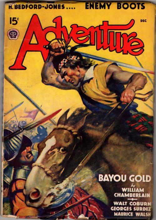 Adventure Dec 1938 Pulp Hazelton Battle Cvr; H. Bedford-Jones; Georges Surdez