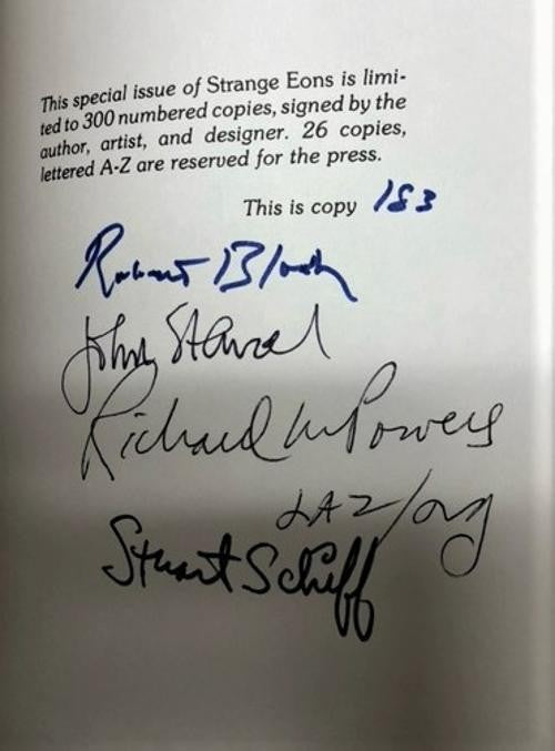 Strange Eons by Robert Bloch (Limited Edition) Signed by 4, Printing Error