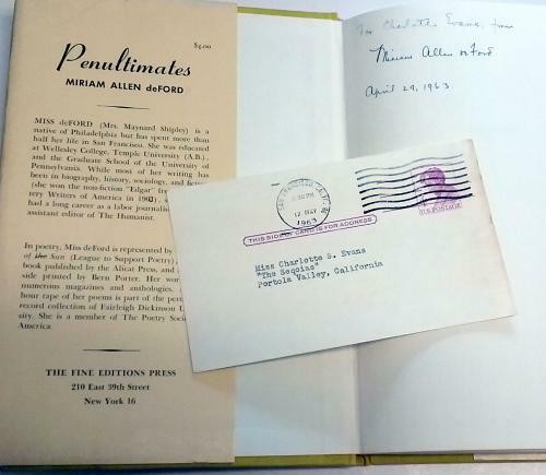 Penultimates: Poems by Mirriam Allen deFord (First Edition) Signed