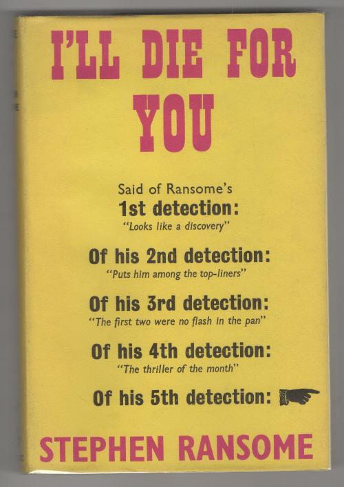 I'll Die for You by Stephen Ransome (First UK Edition) Gollancz File Copy