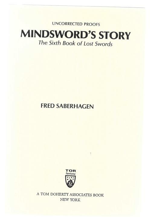 Mindsword's Story by Fred Saberhagen (Uncorrected Proof) Signed