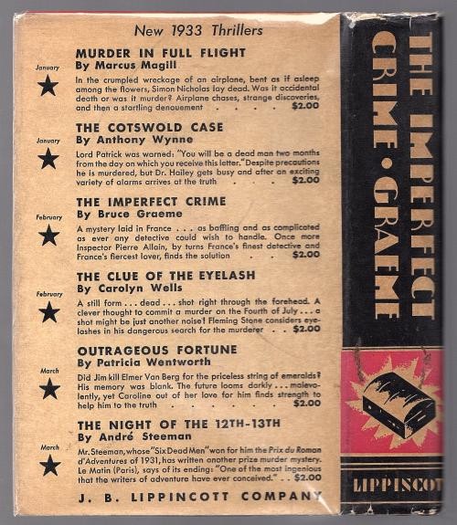 The Imperfect Crime by Bruce Graeme (First US Edition)