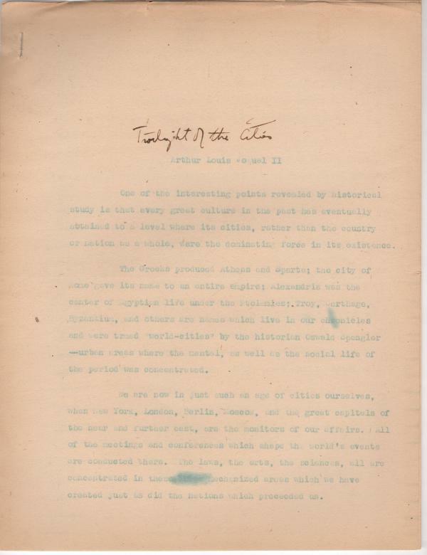 Five Historical Speculative Essays (Carbon Typed MS) by Arthur Louis Joquel II