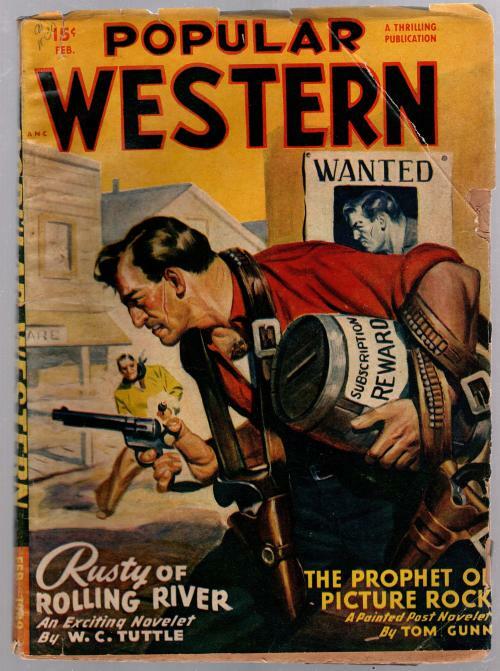 Popular Western Feb 1949 Louis L'Amour - Robber Cover