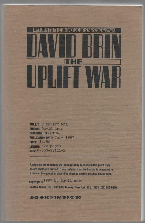 The Uplift War by David Brin (Uncorrected Proof)