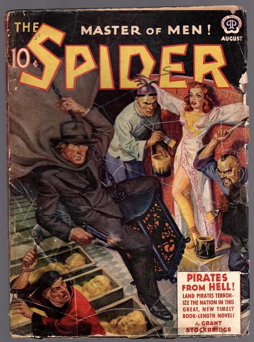 The Spider Aug 1940 DeSoto GGA Bondage/torture Oriental menace Cvr