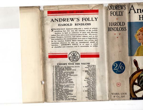 Andrew's Folly by Harold Bindloss (First Edition) Abbey DJ Cover