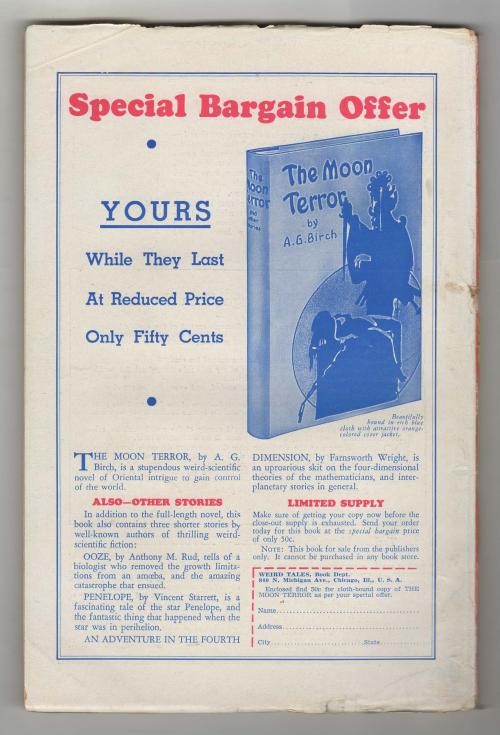 Weird Tales Oct 1937 Classic Brundage Whipping cvr; Lovecraft- Shunned House
