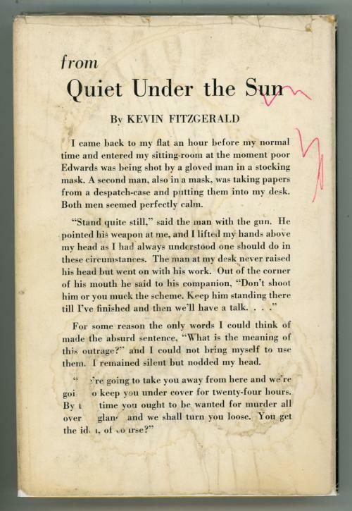 Quiet Under the Sun by Kevin Fitzgerald (First U.S. Edition)