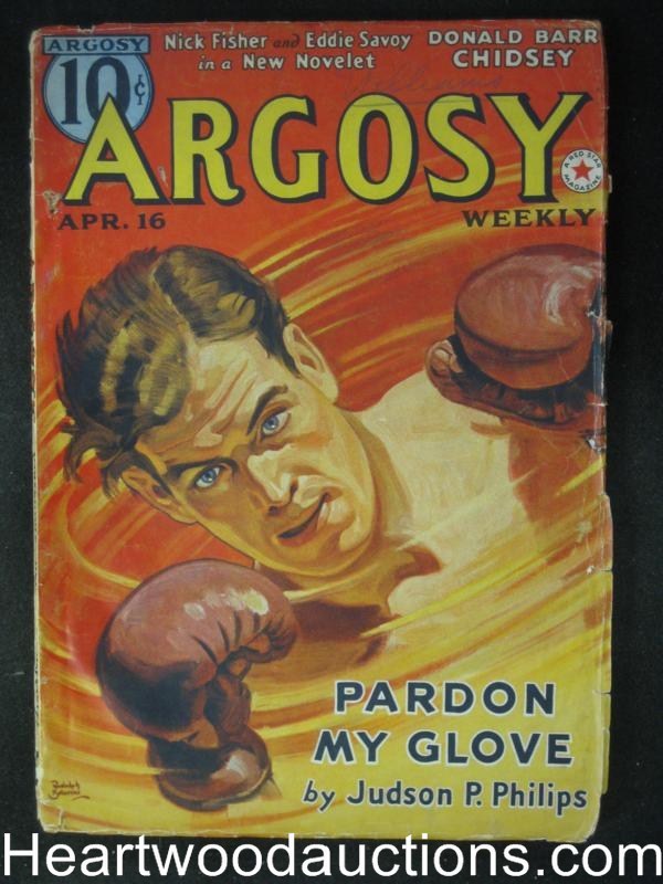 Argosy Apr 16, 1938 Edgar Rice Burroughs  Tarzan,Boxing Cvr