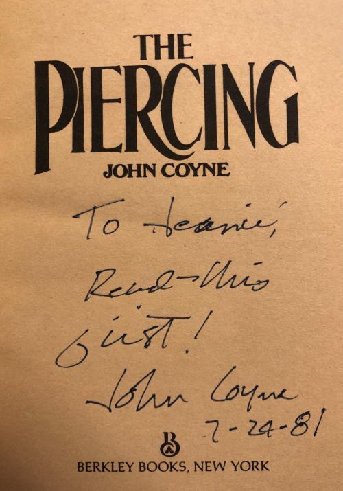 The Piercing by John Coyne (Second Printing) Signed