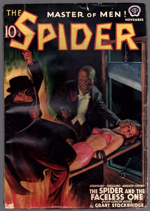 The Spider Nov 1939 DeSoto GGA guillotine disfigured villain Cvr