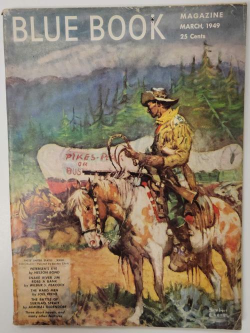 Blue Book Mar 1949 Benton Clark cvr, Philip Ketchum, H. Bedford-Jones, Day Keene