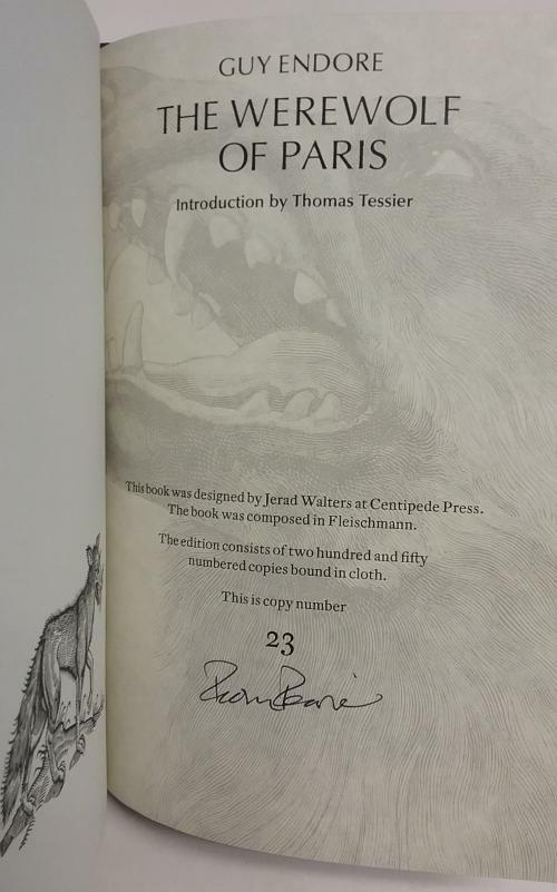 The Werewolf of Paris by Guy Endore (Limited Edition) Signed Copy #23