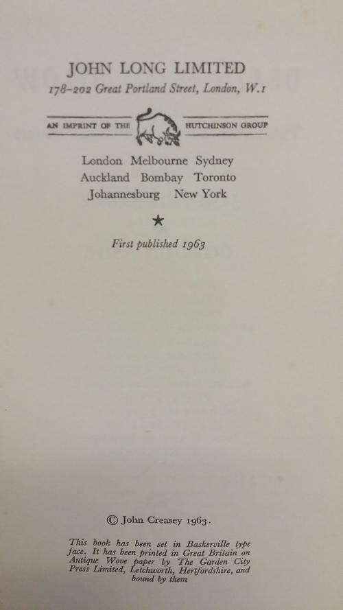 Death from Below by John Creasey as Gordon Ashe (First Edition)