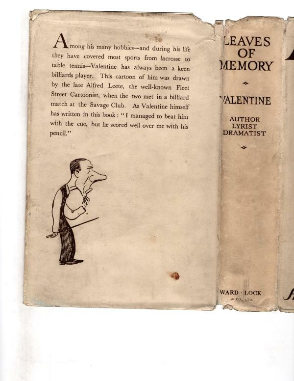 Leaves of Memory by Valentine (First Edition) Ward Lock File Copy
