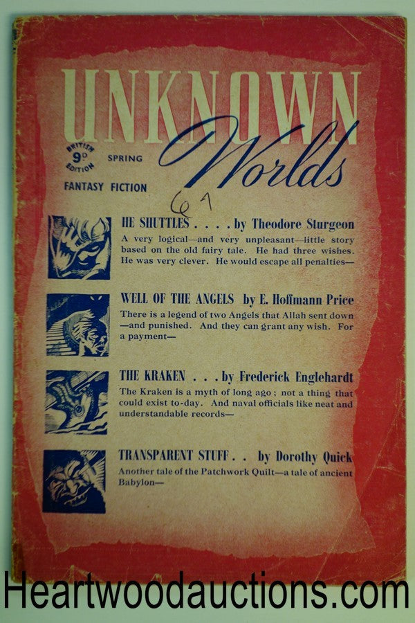 Unknown Worlds (British) Spring 1948 E. Hoffman Price, Lester Del Rey, Sturgeon