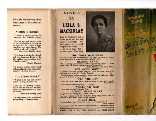 Theme Song by Leila S. Mackinlay (First Edition) Rare DJ Publisher's Copy