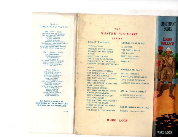 Lieutenant Bones by Edgar Wallace (Hubin Listed) Ward Lock Copy