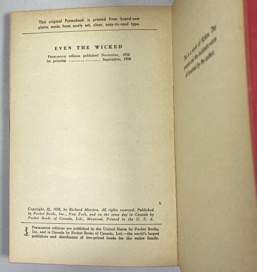 Even the Wicked by Richard Marsten (First Edition) Signed