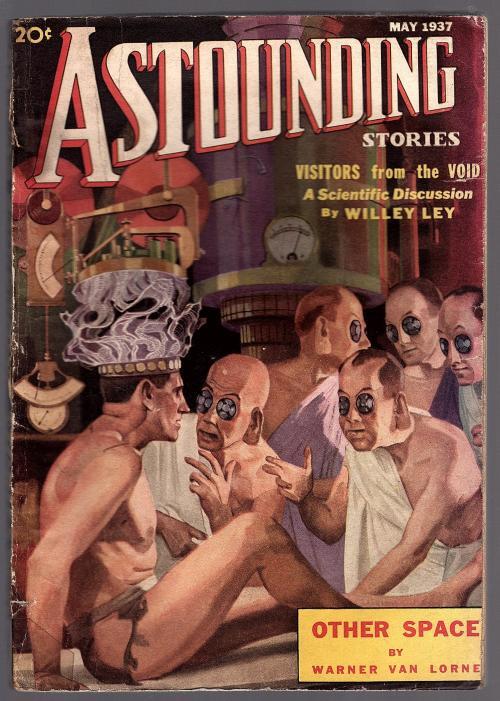 Astounding May 1937 Brown alien Cvr Schachner Eando Binder Tremaine