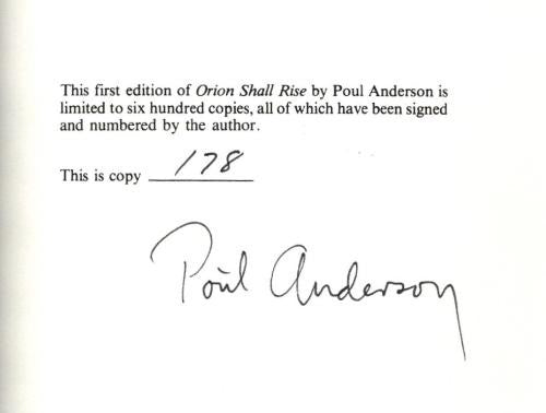 Orion Shall Rise by Poul Anderson (First Edition) LTD Signed