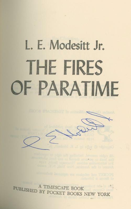 The Fires of Paratime by L. E. Modesitt, Jr. (Book Club) Signed