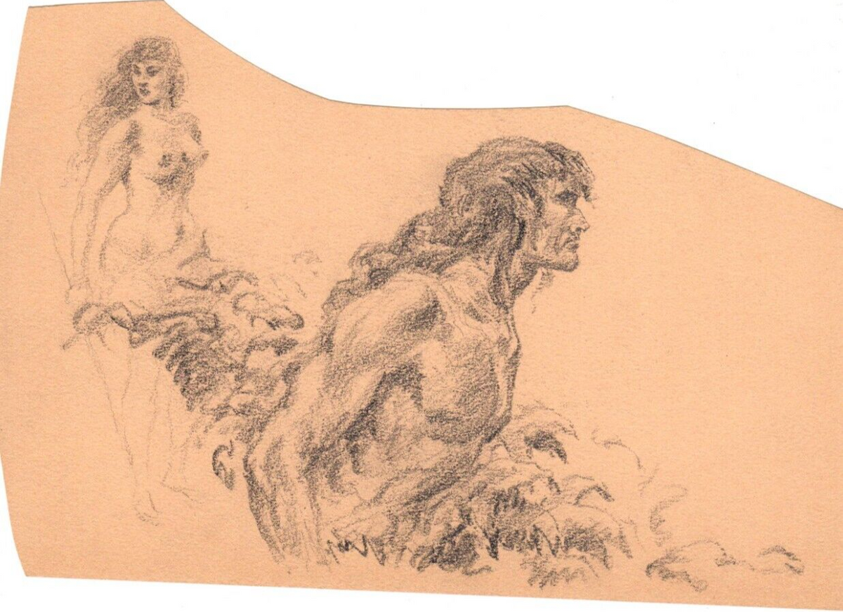 Roy G. Krenkel Original Art - (Jungle Man) circa early 1960s