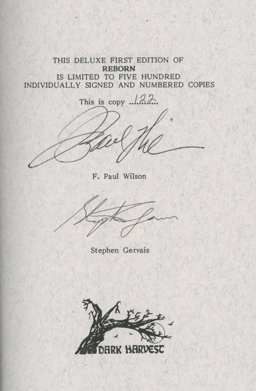 Reborn by F. Paul Wilson (Limited Signed First Edition) Signed