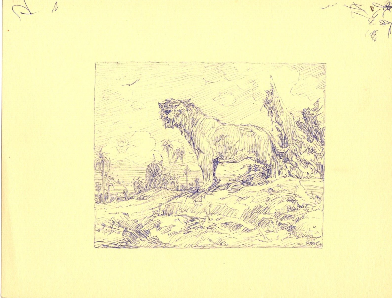 Roy G. Krenkel Original Art - (Smilodon) - Signed