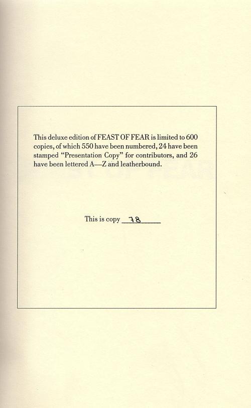 Feast of Fear by Stephen King (Limited First Edition)