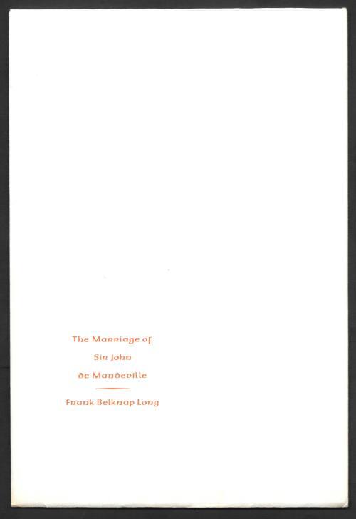 The Marriage of Sir John de Mandeville by Frank Belknap Long LtdSigned